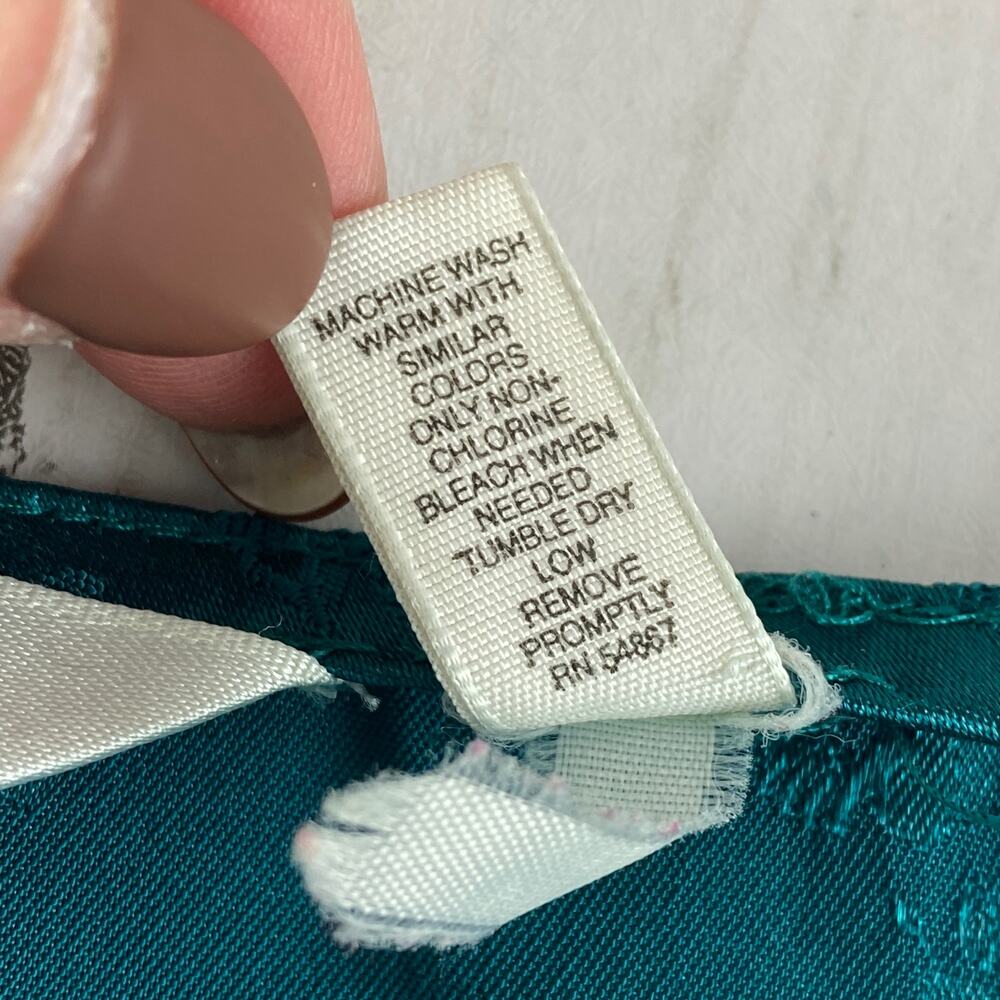 VTG Victoria's Secret Teal Satin Chiffon Chemise Babydoll Nightgown Size X-Small - Picture 8 of 9